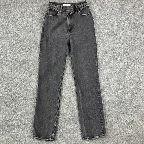 Abercrombie & Fitch Denim - Abercrombie Jeans Womens 25 Black '90s Straight Ultra High Rise Washed Denim